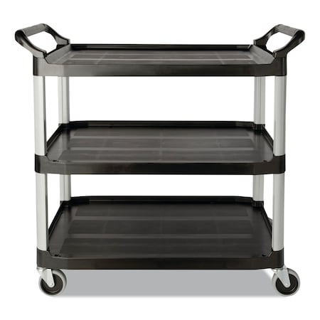 Rubbermaid Commercial Economy Plastic Cart, Three-Shelf, 18-5/8w x 33-5/8d x 37-3/4h, Black FG342488BLA